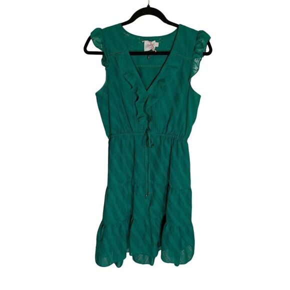 Anthropologie HD in Paris Ruffle Dot Signe Green Dress Women's Size 8 - Picture 1 of 4